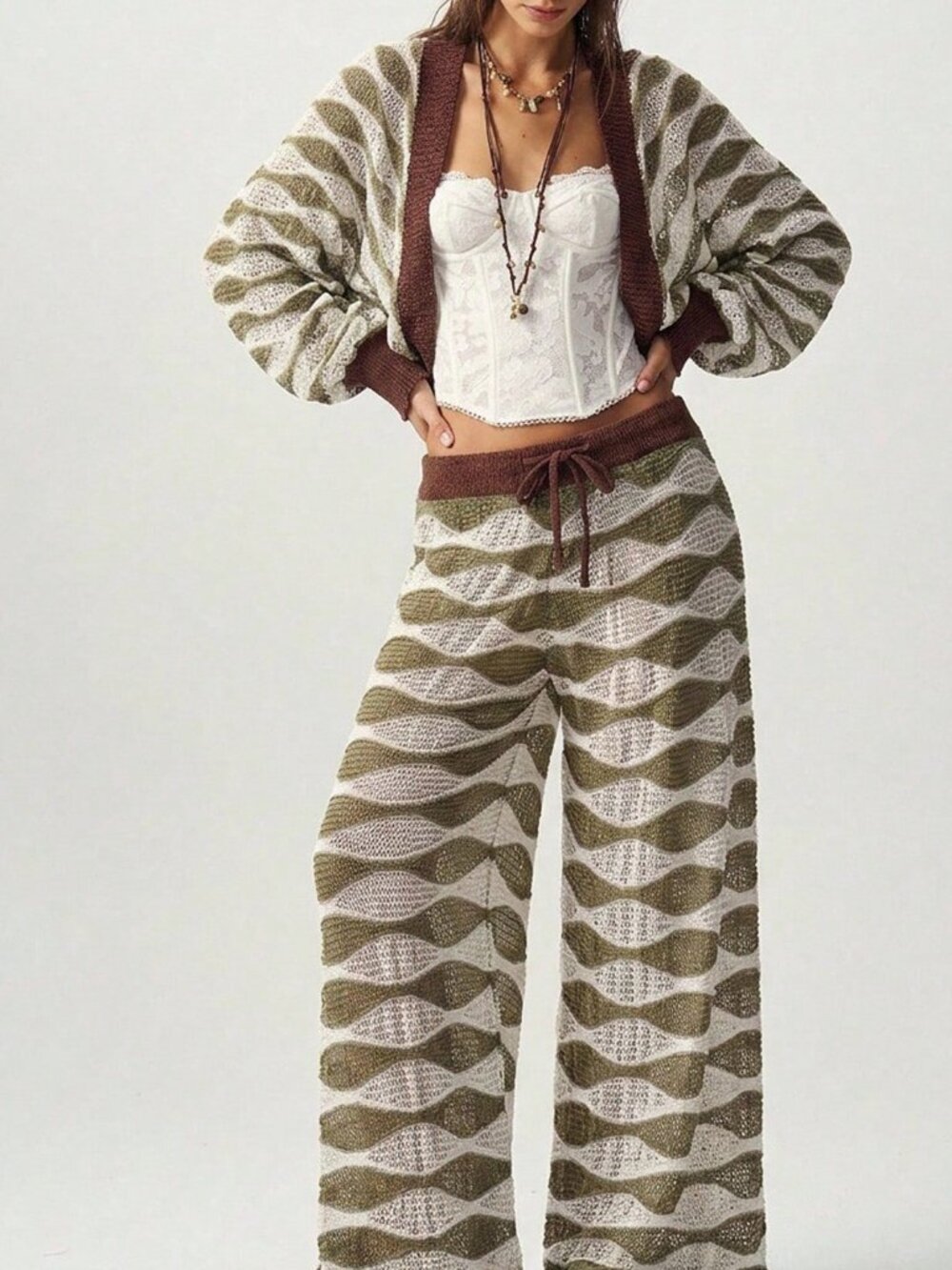Multicolor Casual Women's Colorblock Versatile Knit cardigan Top - Picture 2 of 12
